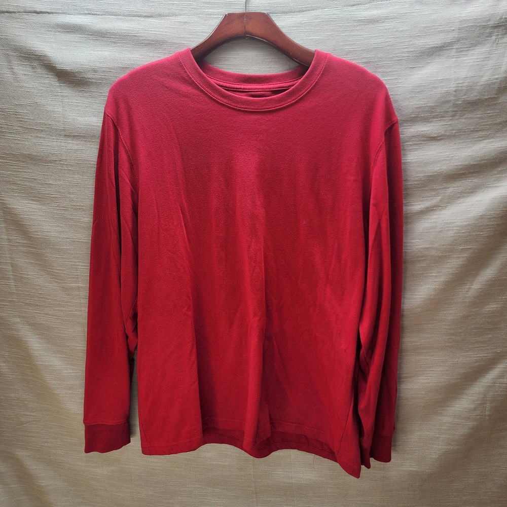 Member's Mark Mens Essential Crewneck Long Sleeve Tee Red Apple Large MM000692